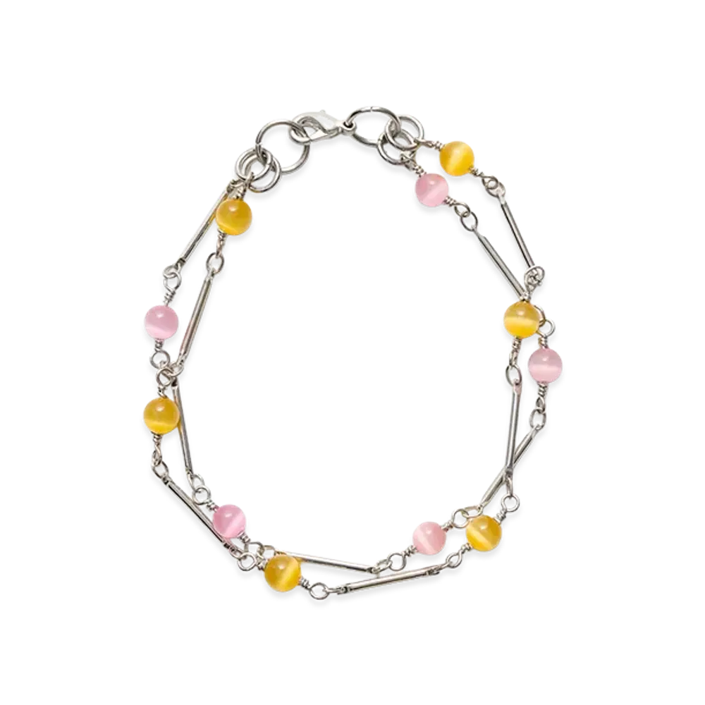OUR LEGACY Fabricated Pearl Bracelet "Marbled Nectar Brass Link"