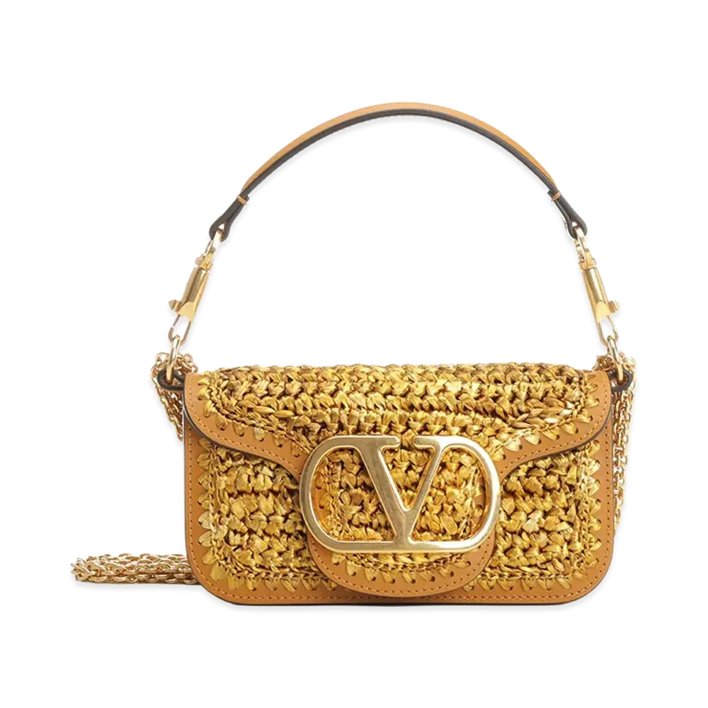 Valentino Women's Raffia Shoulder Bag "Gold"