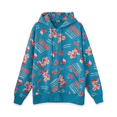HYSTERIC GLAMOUR Hysteric Records Pattern Hoodie "Blue"