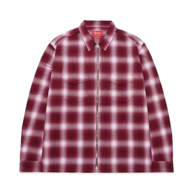 Supreme Shadow Plaid Flannel Zip Up Shirt "Magenta"
