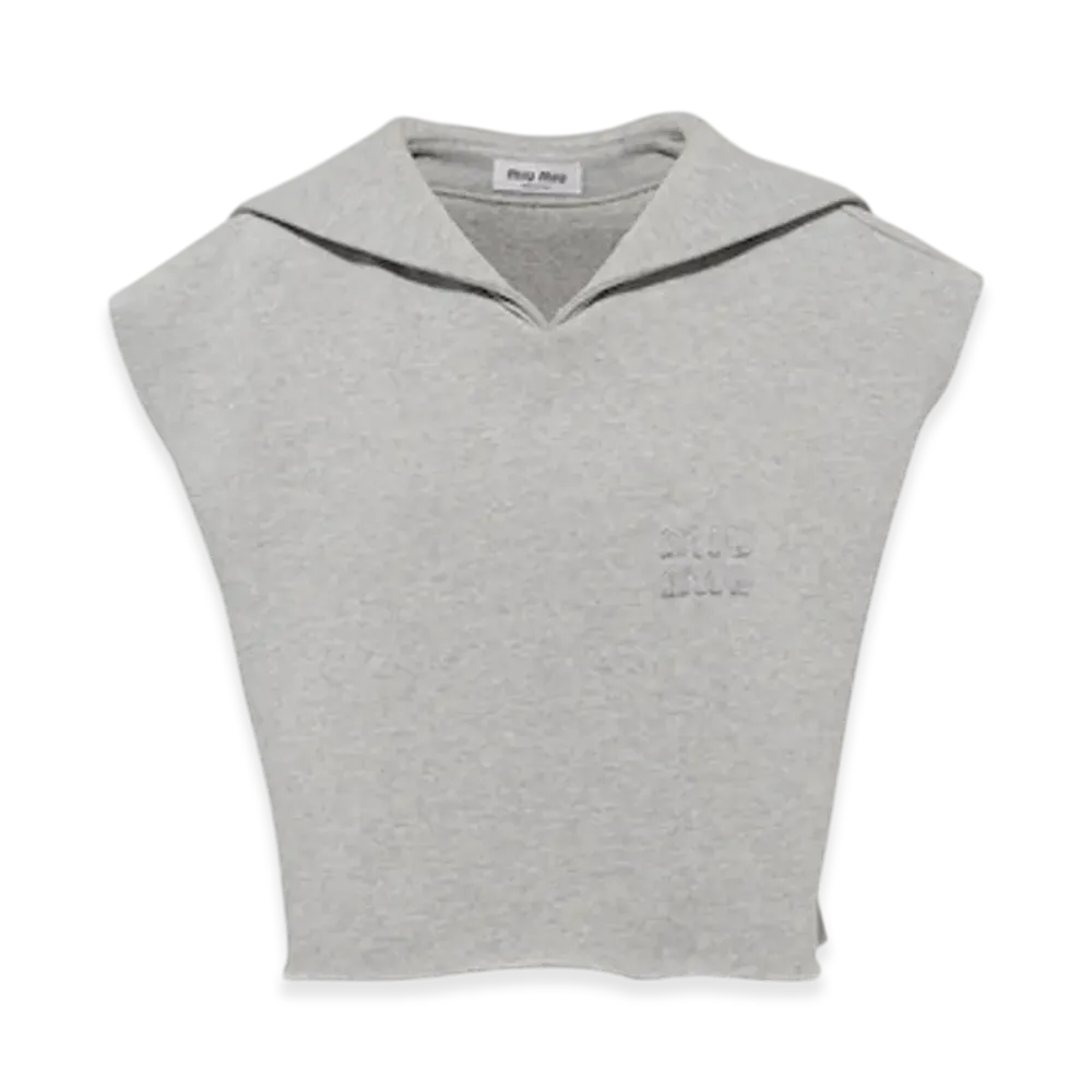 MIU MIU Women's Sleeveless Cotton Sweatshirt "Grey"