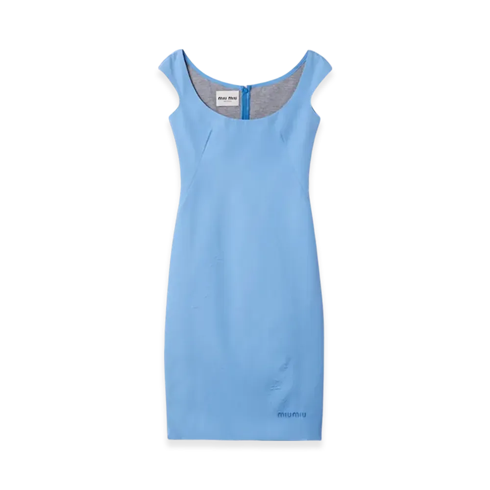 MIU MIU Women's Poplin and Jersey Dress "Sapphire Blue"