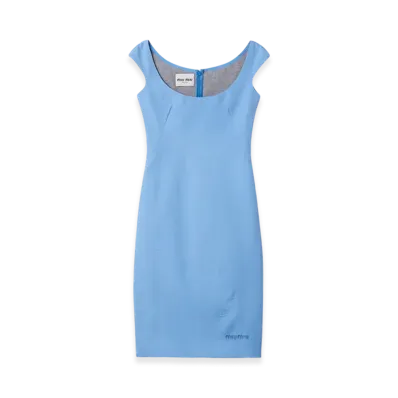 MIU MIU Women's Poplin and Jersey Dress "Sapphire Blue"