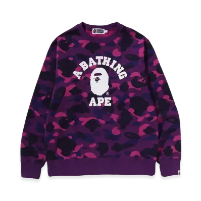 A BATHING APE Color Camo College Crewneck Sweatshirt "Purple"