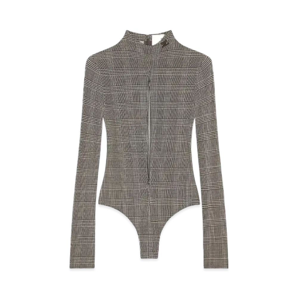 Courreges Prince Of Wales Drop Volcano Bodysuit "Natural/Mud Brown"