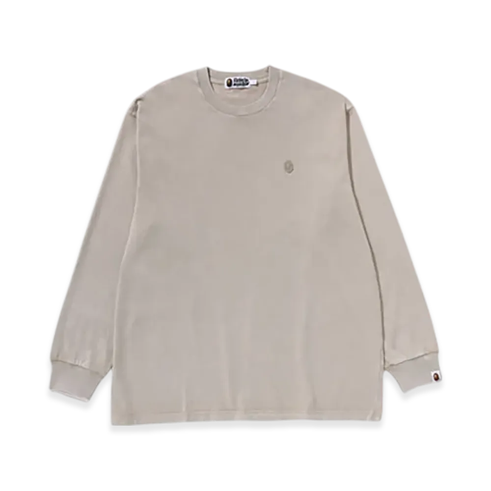 A BATHING APE Garment Dye One Point Relaxed Fit LS Tee "Beige"