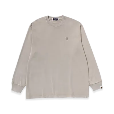 A BATHING APE Garment Dye One Point Relaxed Fit LS Tee "Beige"