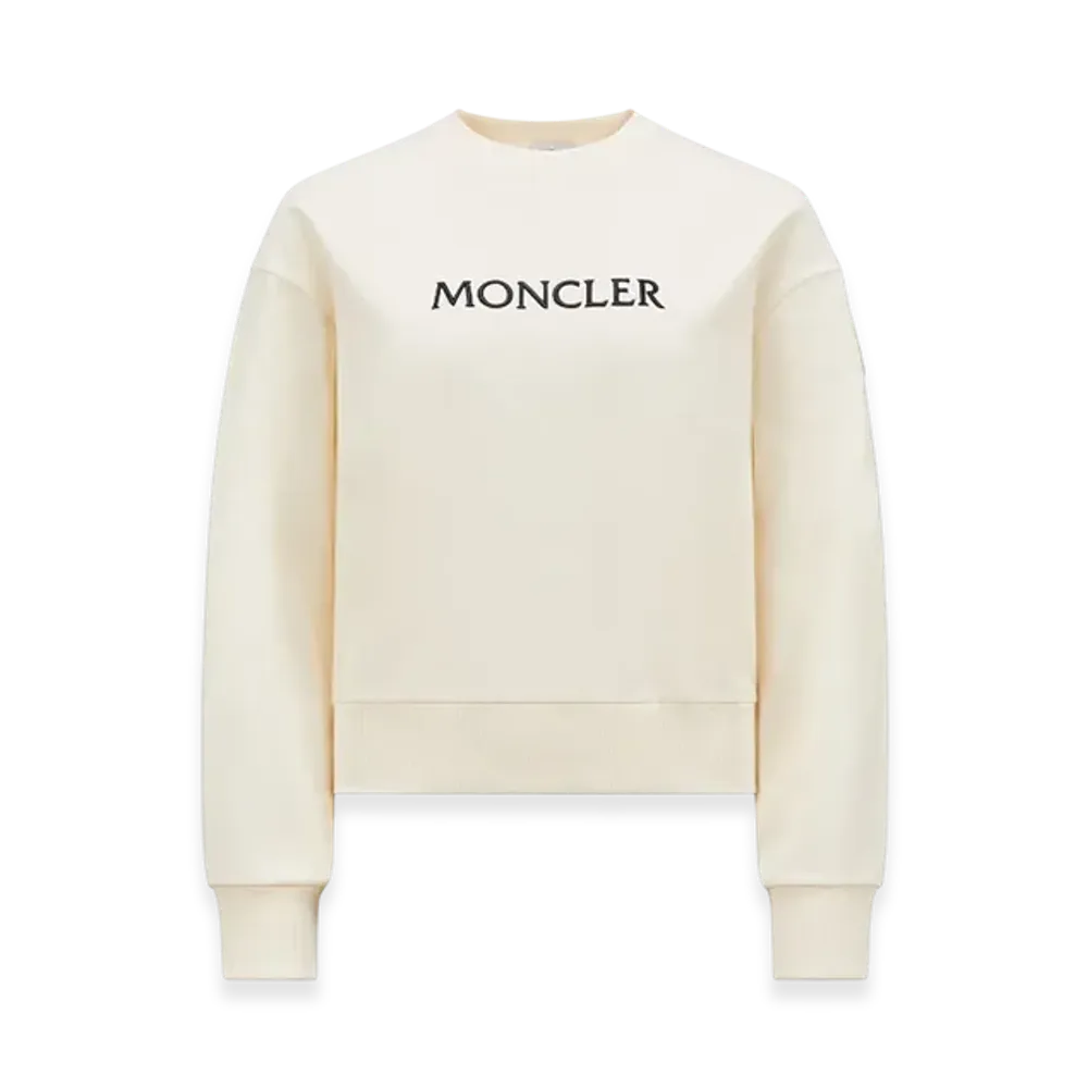 MONCLER Embroidered Tonal Logo Cotton Sweatshirt "White"