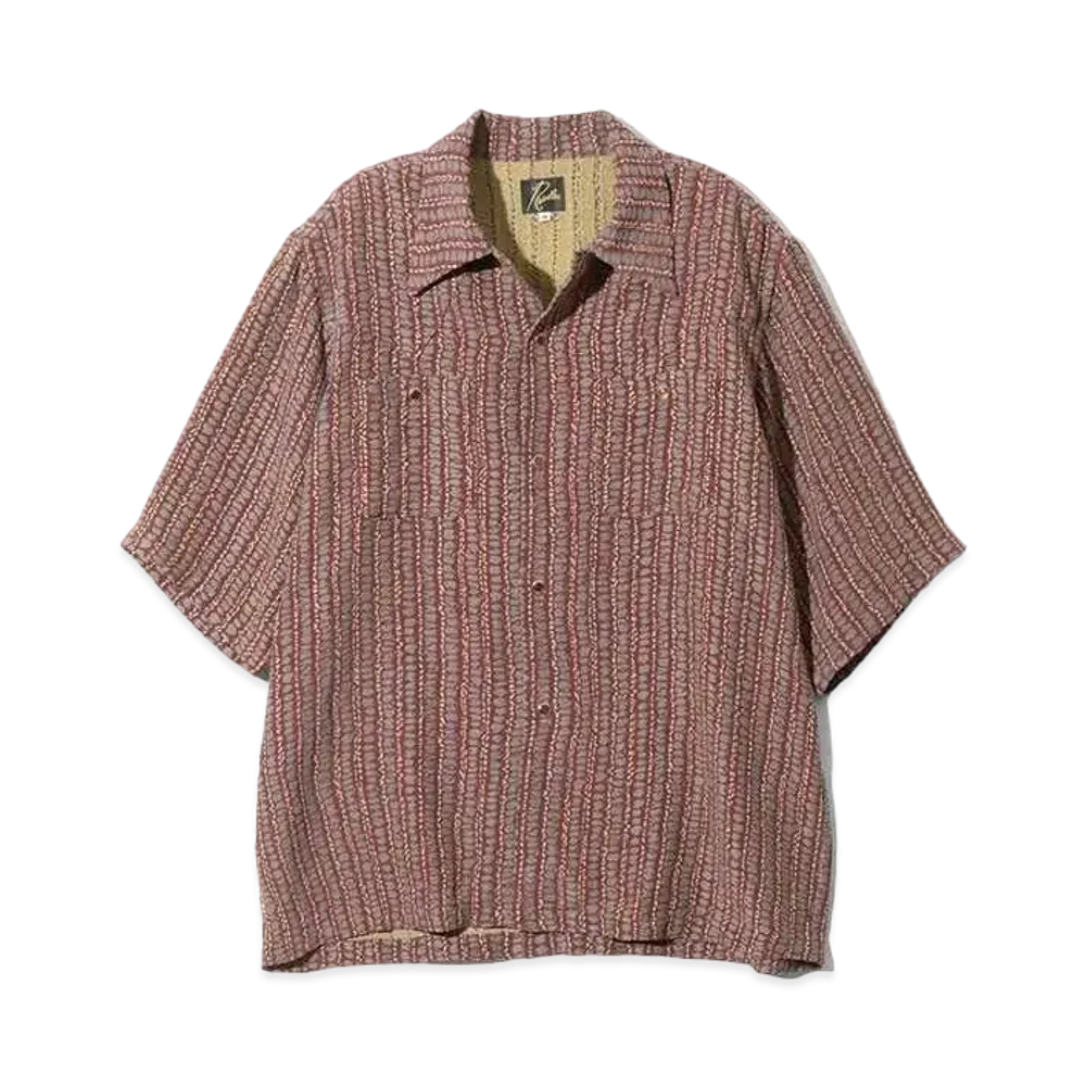 Needles S/S Cowboy One-Up Shirt - R/Ac/Pe Abstract Stripe Jq. "Red"