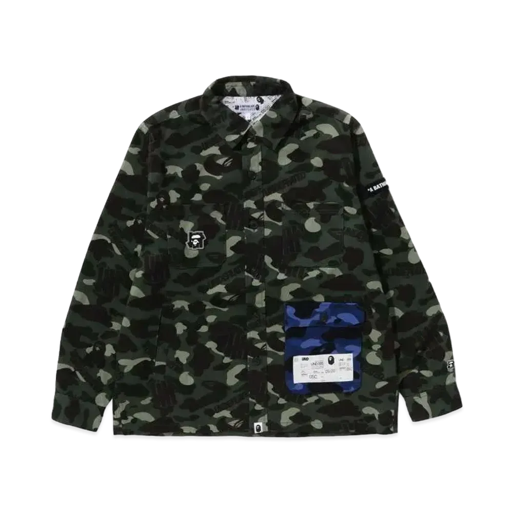 A BATHING APE x UNDEFEATED Color Camo Flannel Jacket BAPE Limited Ver. "Green"