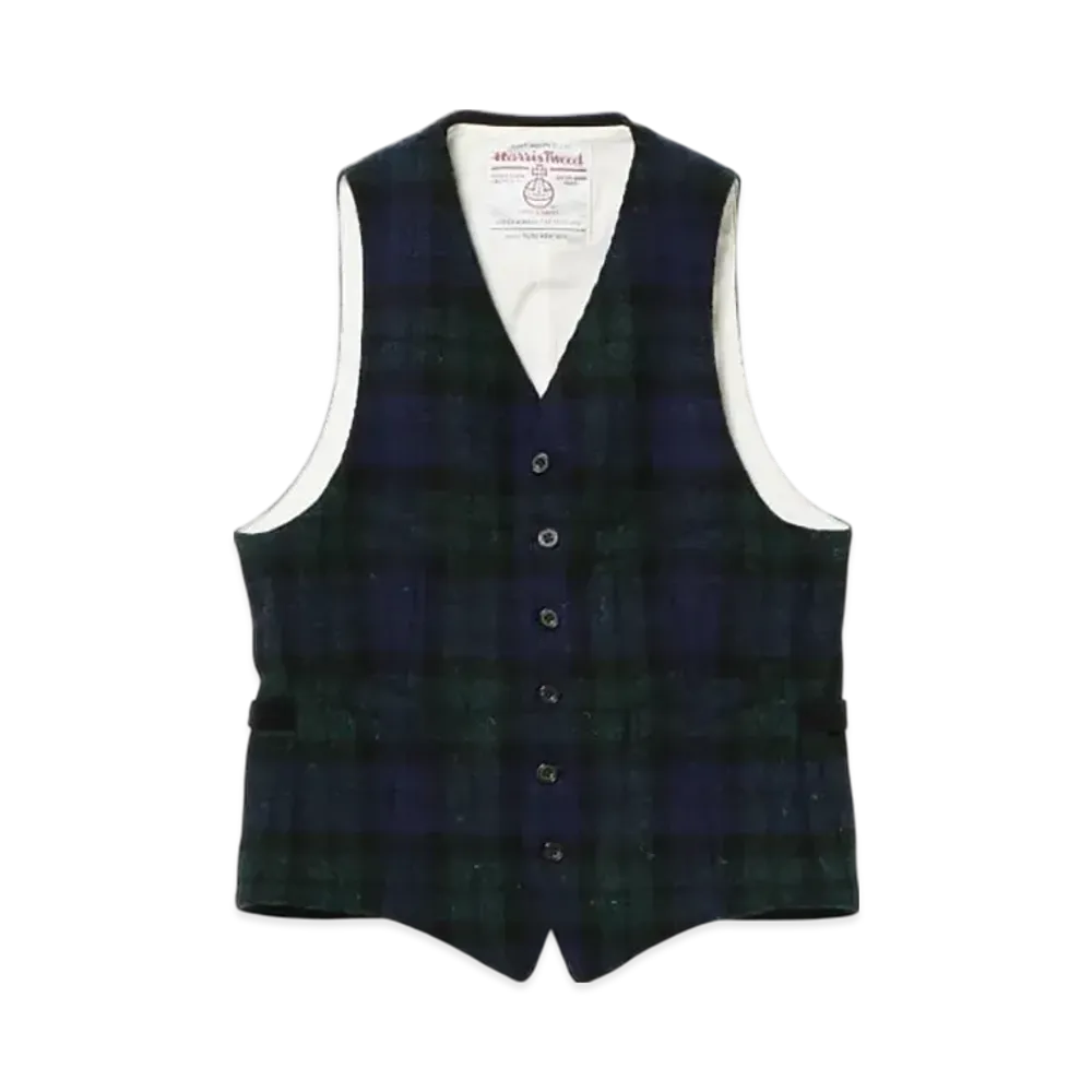 BEAMS Waistcoat Harris Tweed "BlackWatch"