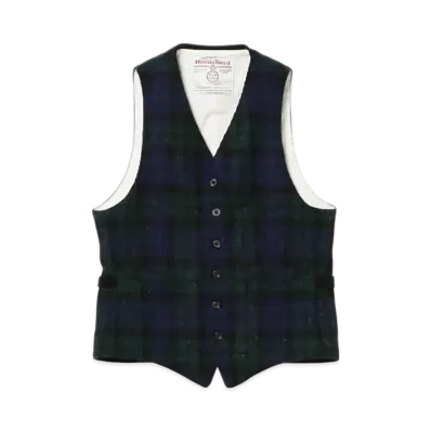 BEAMS Waistcoat Harris Tweed "BlackWatch"