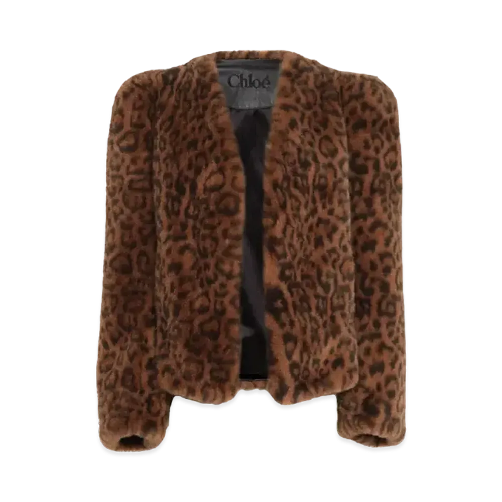 Chloe Boxy Jacket In Faux Fur "Caramello"