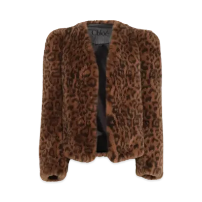 Chloe Boxy Jacket In Faux Fur "Caramello"