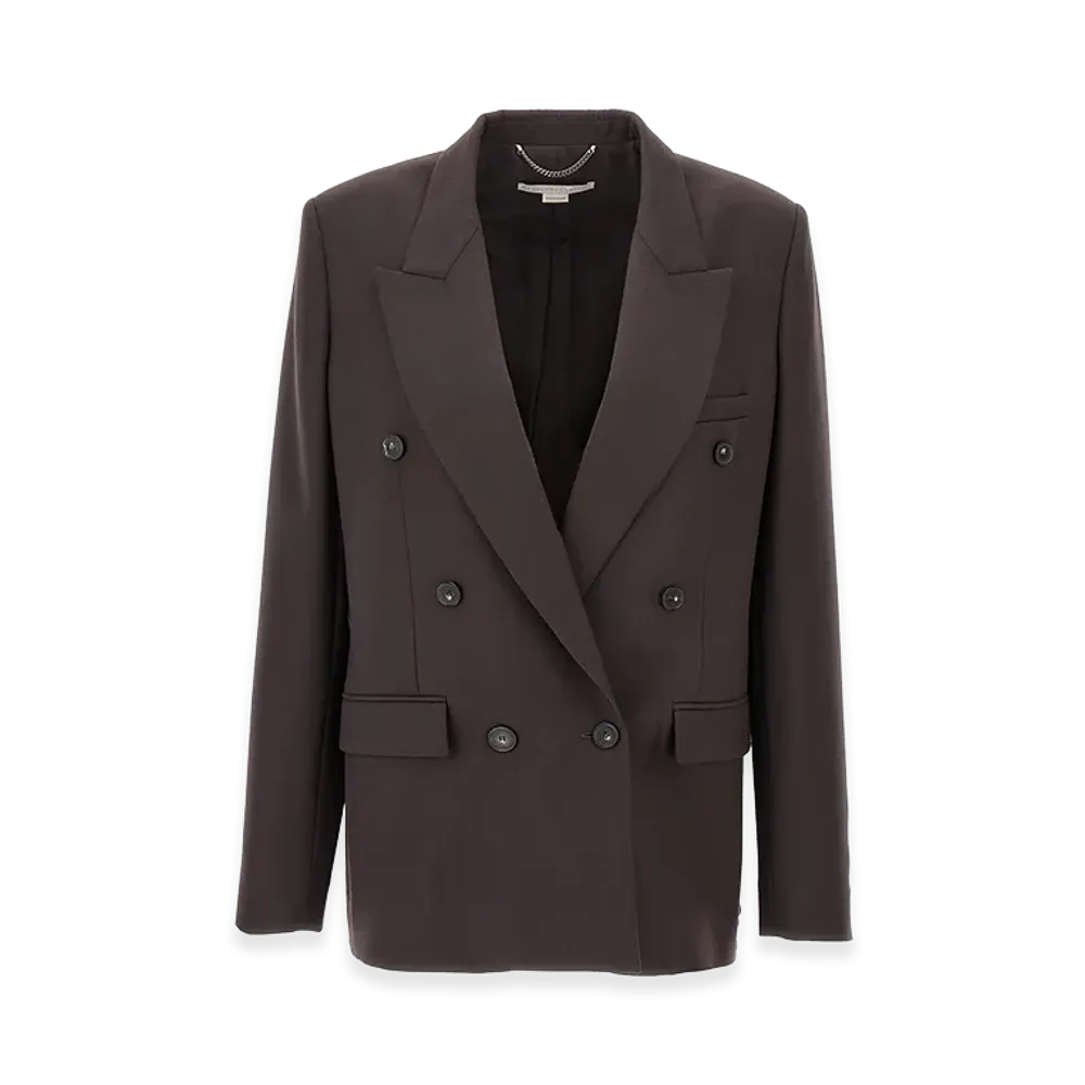 STELLA McCARTNEY Women's Double-Breasted Wool Blazer "Brown"