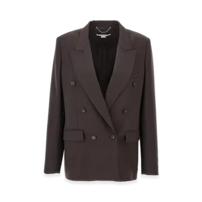 STELLA McCARTNEY Women's Double-Breasted Wool Blazer "Brown"