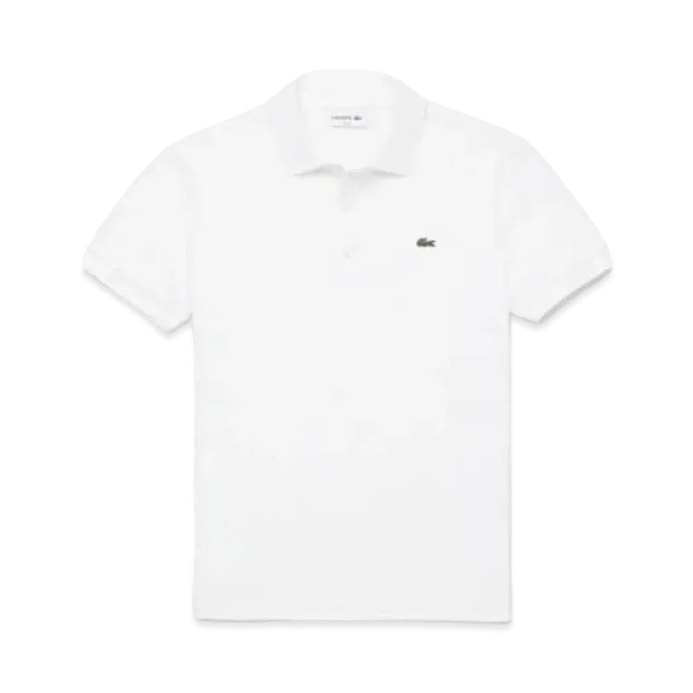 LACOSTE Slim Fit Solid Short Sleep Polo Shirt "White"