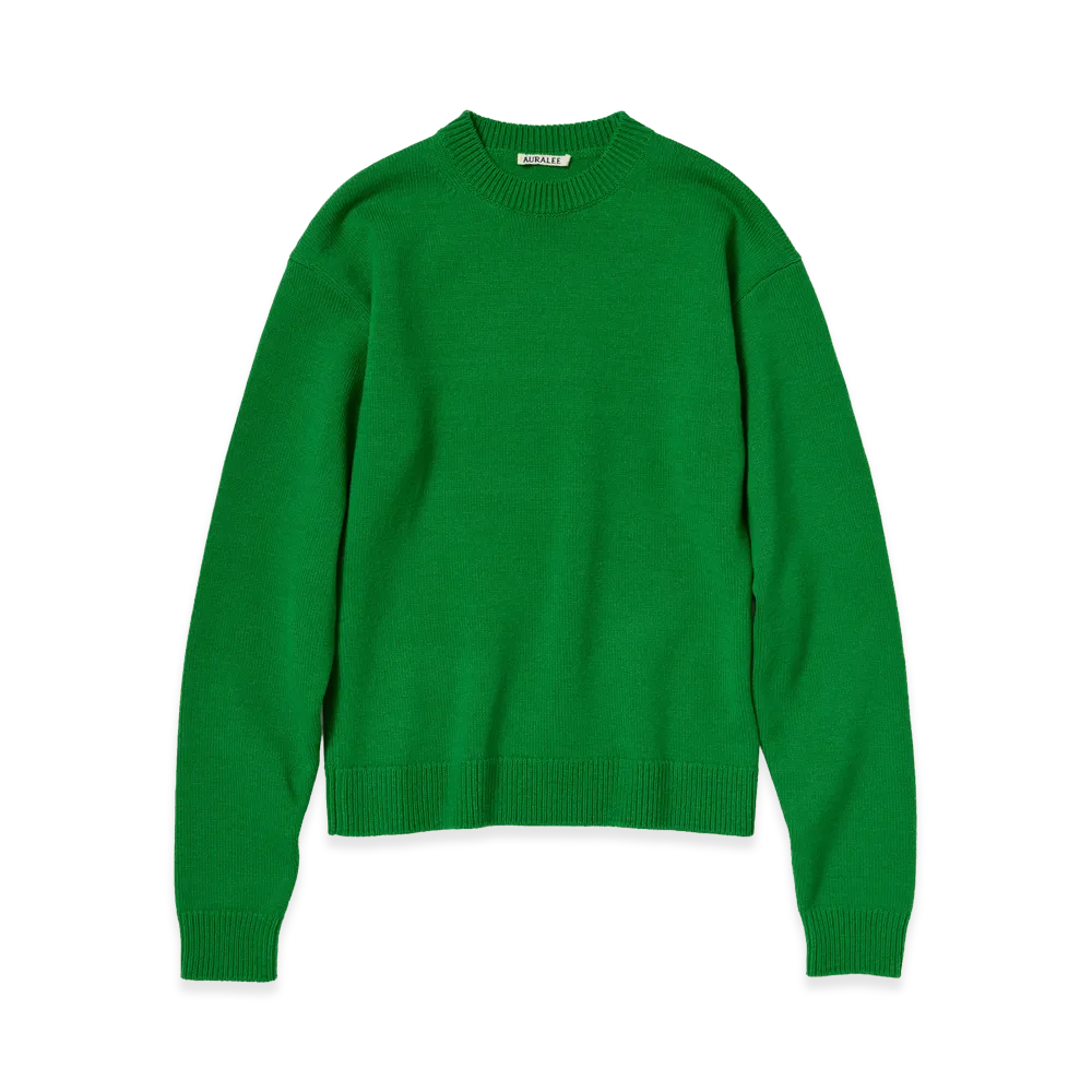 AURALEE Women's Super Fine Wool Knit P/O "Green"