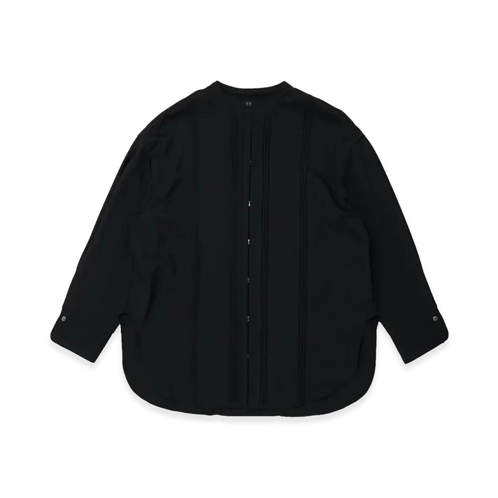 T.T Taiga Takahashi Women's Pin Tuck Stand Collar Blouse "Black"