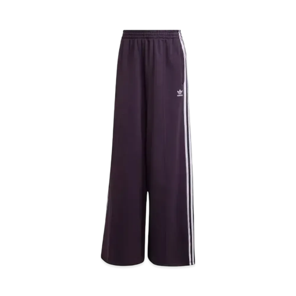 adidas 3-Stripes Loose French Terry Wide Leg Pants "Aurora Black"