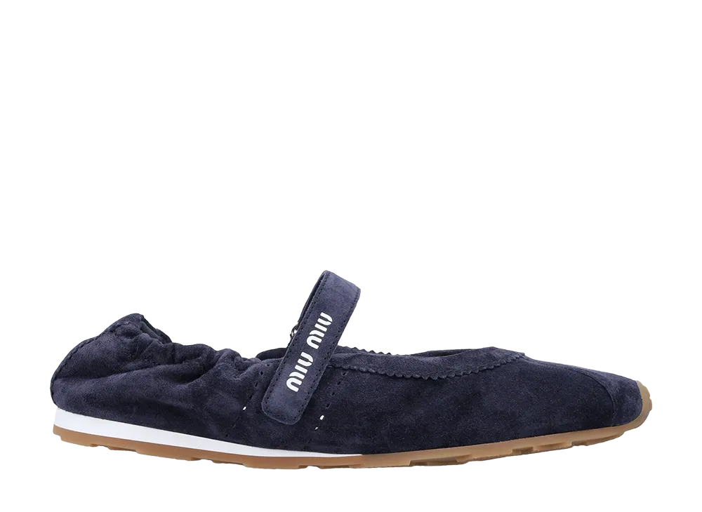 MIU MIU Women's Midnight Suede Ballerinas "Blue"