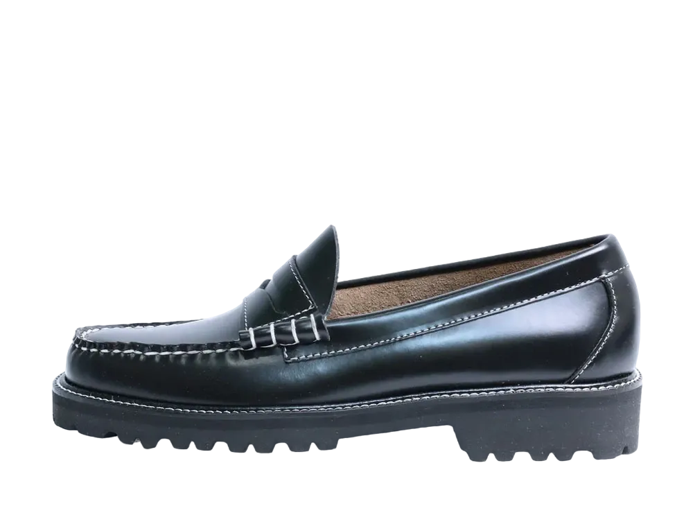 G.H.BASS Loafer Larson Contrastitch High Shine Leather "Black" 91510B