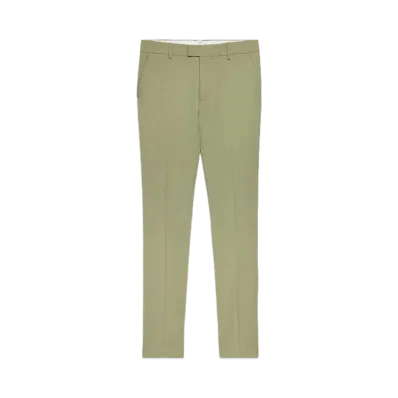 AMI PARIS Wool Blend Twill Cigarette Fit Pants "Olive"
