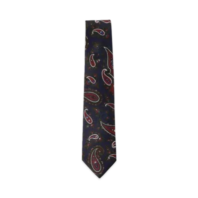 BEAMS Adamley Silk Paisley Print Tie "Navy"