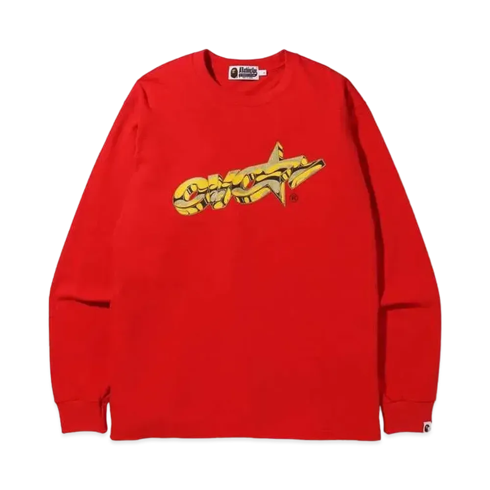 A BATHING APE X OVO LONG SLEEVE TEE "Red"