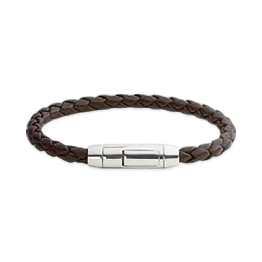 Bottega Veneta Braid Leather Bracelet "Fondente"