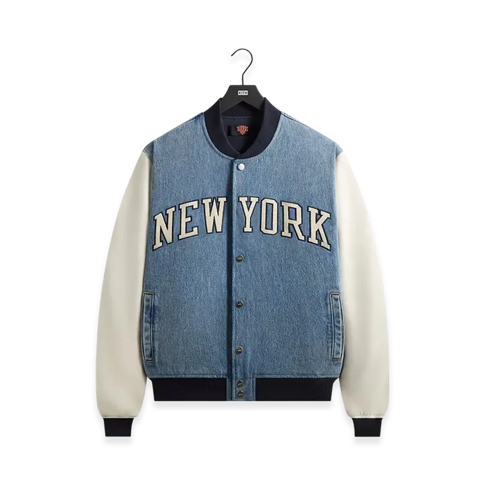 Kith x the New York Knicks Denim Marvin Bomber "Medium Indigo"
