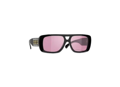 CHANEL Pilot Sunglasses Acetate & Strass "Black/Pink"