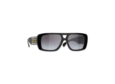 CHANEL Pilot Sunglasses Acetate & Strass Gradient "Black/Gray"