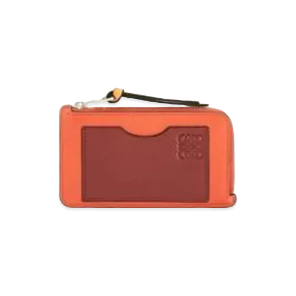 LOEWE Coin Cardholder In Soft Grained Calfskin "Coral / Soft Apricot"
