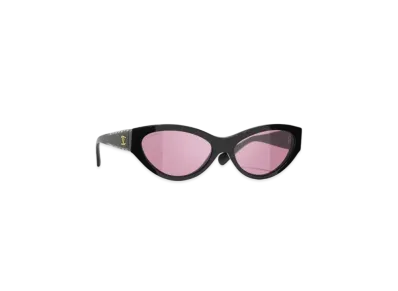 CHANEL Cat Eye Sunglasses Acetate & Strass "Black/Pink"