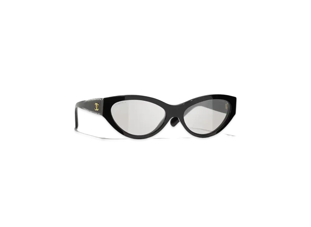CHANEL Cat Eye Sunglasses Acetate & Strass "Black/Gray"