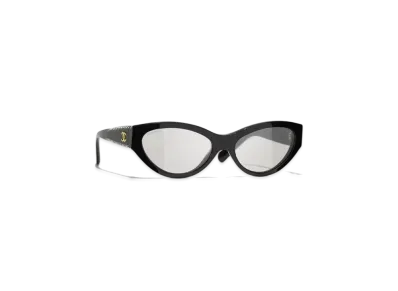 CHANEL Cat Eye Sunglasses Acetate & Strass "Black/Gray"