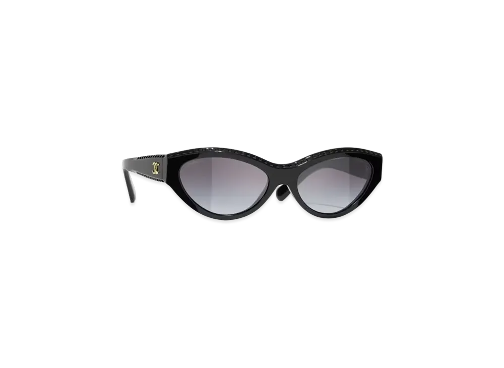 CHANEL Cat Eye Sunglasses Acetate & Strass Gradient "Black/Gray"