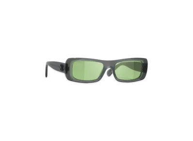 CHANEL Rectangle Sunglasses Acetate "Gray/Green"
