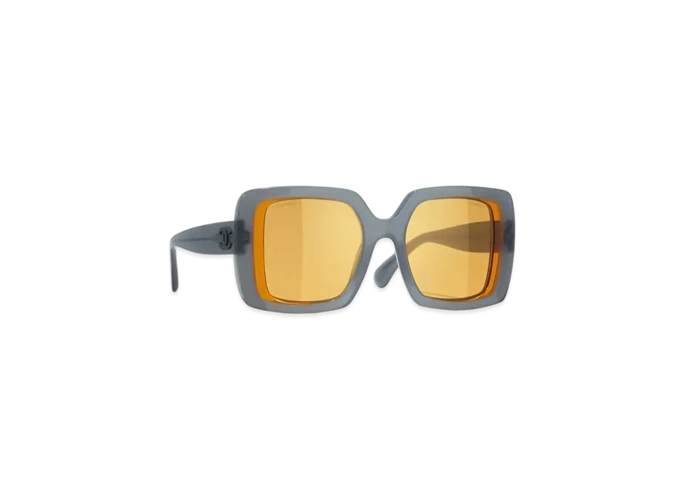 CHANEL Square Sunglasses Acetate "Gray/Yellow"