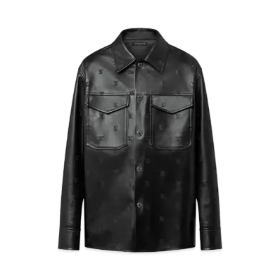 Louis Vuitton Embroidered Leather Signature Overshirt "Noir"