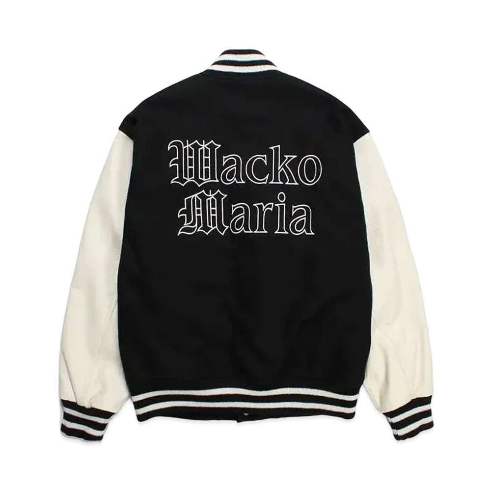 WACKO MARIA Leather Varsity Jacket "Black"
