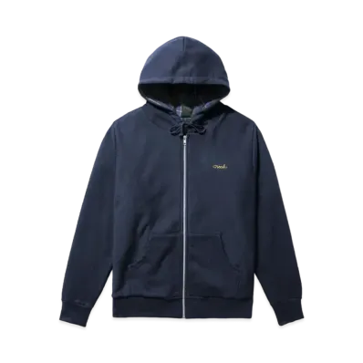 Noah Tartan-Lined Zip-Up Hoodie "Navy"