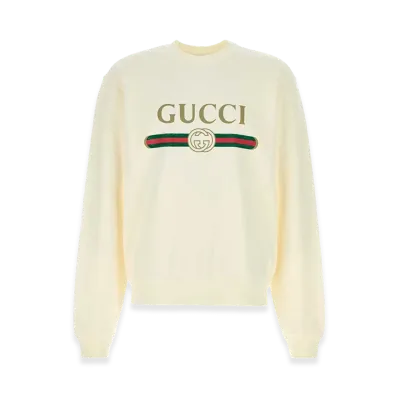 GUCCI Cotton Blend Sweatshirt "White/Ivory"