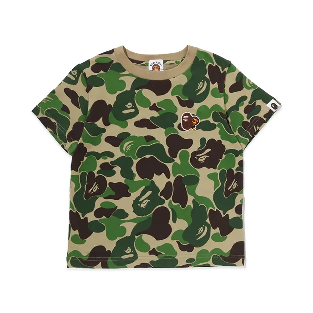 A BATHING APE Kids ABC Camo Ape & Milo One Point Tee "Green"