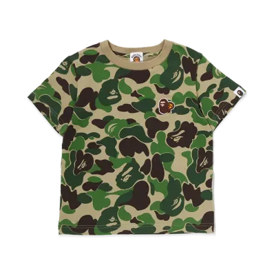A BATHING APE Kids ABC Camo Ape & Milo One Point Tee "Green"