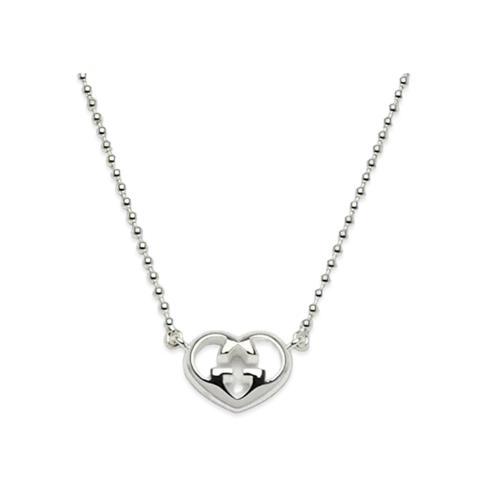 GUCCI Heart GG Necklace "Silver"