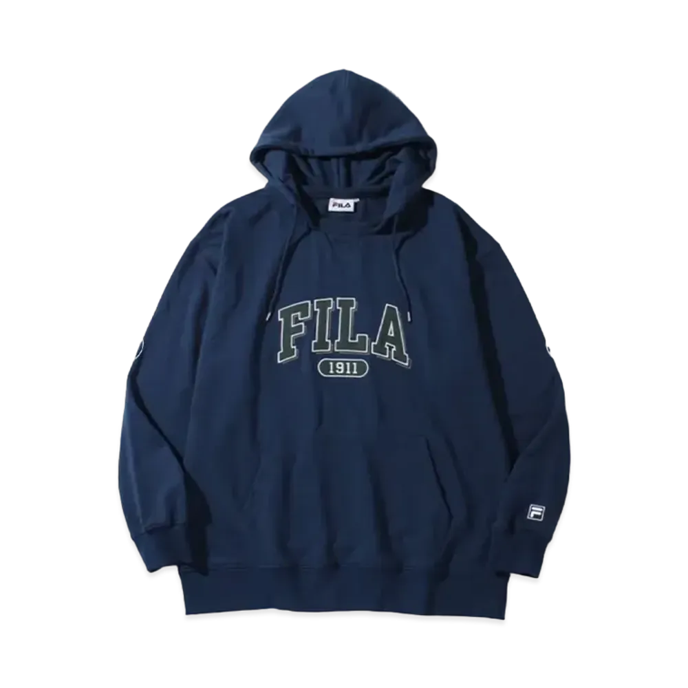 FILA College Logo Patch Big Silhouette Pullover Parka "Cobalt Blue"