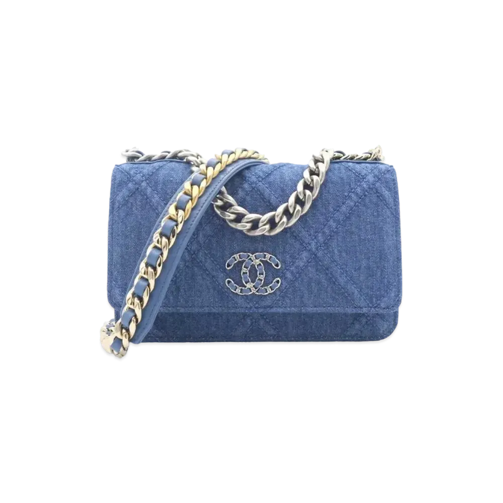 CHANEL 19 Chain Wallet Denim "Blue"