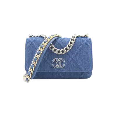 CHANEL 19 Chain Wallet Denim "Blue"